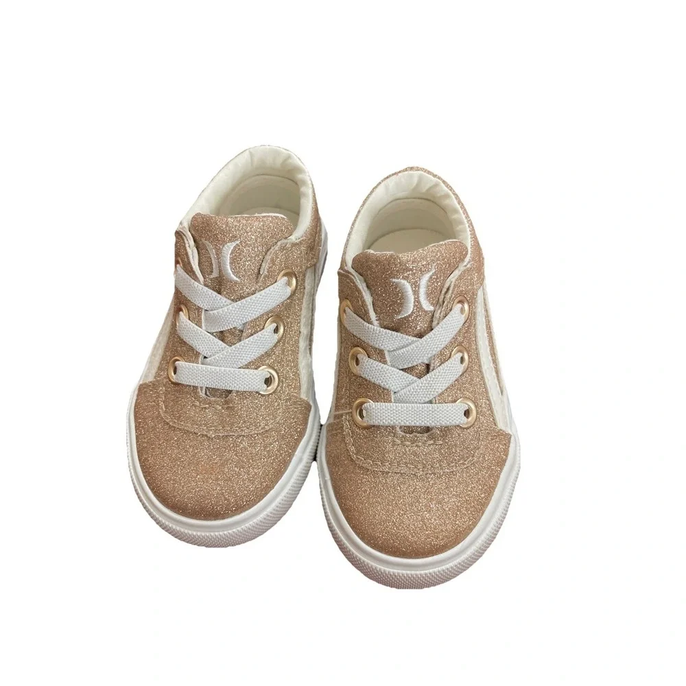 Hurley Toddler Children's Sz 5 Casual Sneakers Gold‎ & White Sparkle Broady - GT